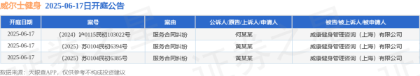 跟投之家 威尔士健身作为被告/被上诉人的3起涉及服务合同纠纷的诉讼将于2025年6月17日开庭